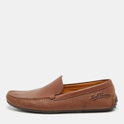 Pre-owned Louis Vuitton Size 42 Brown Leather Slip On Loafers