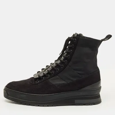 Pre-owned Louis Vuitton Size 42.5 Black Leather And Suede Ankle Length Boots