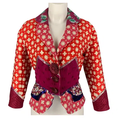 Pre-owned Louis Vuitton Size 6 Multi-color Embroidered Polyester Blend Jacket In Red