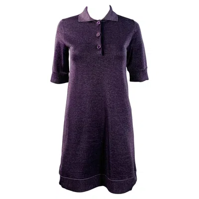 Pre-owned Louis Vuitton Size Xs Metallic Purple Polyester Merino Wool Mini Polo Dress