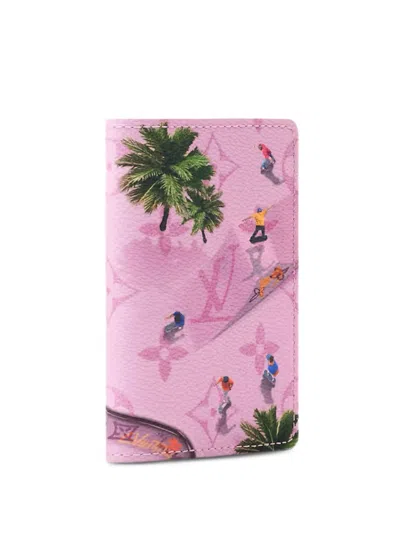 Pre-owned Louis Vuitton Skateboard-print Cardholder In Pink