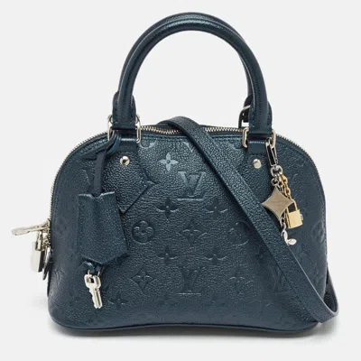 Pre-owned Louis Vuitton Ski Edition Alma Bb Shimmery Ink Monogram Empreinte Leather Satchel In Blue