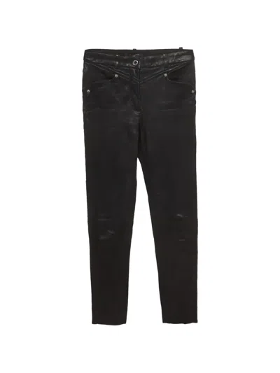 Pre-owned Louis Vuitton Skinny-fit Leather Trousers In Black