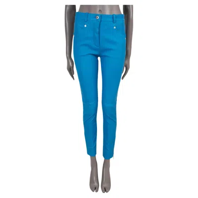 Pre-owned Louis Vuitton Sky Blue Leather 2019 Skinny Pants 36 Xs
