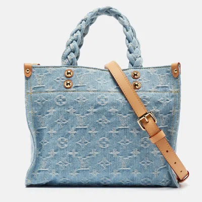 Pre-owned Louis Vuitton Sky Blue Monogram Denim Let Go Pm Bag