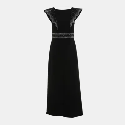Pre-owned Louis Vuitton Sleeveless Embellished Dress Fr 38 In Black