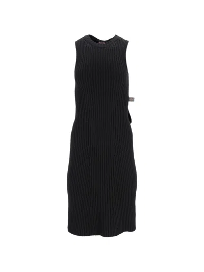 Pre-owned Louis Vuitton Sleeveless Knitted Midi Dress In Black