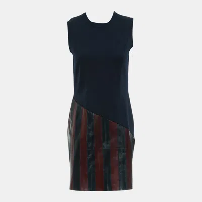 Pre-owned Louis Vuitton Sleeveless Leather Knit Dress In Blue