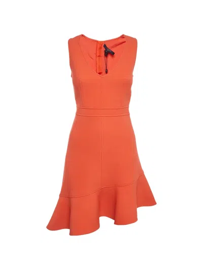 Pre-owned Louis Vuitton Sleeveless Ruffled Mini Dress In Orange