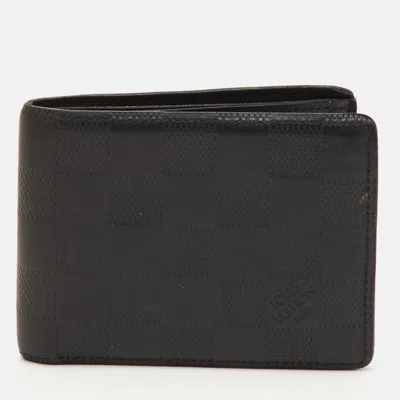 Pre-owned Louis Vuitton Slender Black Damier Infini Leather Bifold Wallet