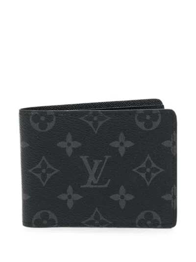Pre-owned Louis Vuitton Slender Monogram Eclipse Bifold Wallet In Black
