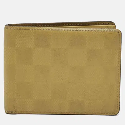 Pre-owned Louis Vuitton Slender Vert Acid Damier Infini Leather Bifold Wallet In Green