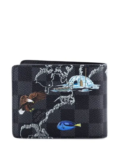 Pre-owned Louis Vuitton Slender Wallet Limited Edition Renaissance Map Damier Graphite Small Wallets In Multi