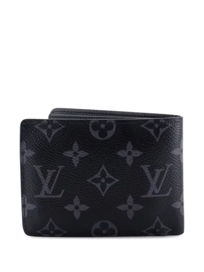 Pre-owned Louis Vuitton Slender Wallet Monogram Eclipse Canvas Small Wallets In Black