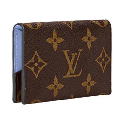 Pre-owned Louis Vuitton Slim Card Holder 'monogram Blue Frost/silver Canvas' | Brown | Men's Size Onesize