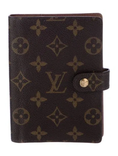 Pre-owned Louis Vuitton Small Ring Agenda Cover In Brown