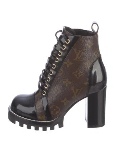 Pre-owned Louis Vuitton Smoked Check Pattern Leather Combat Boots W/ Tags In Brown