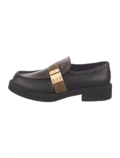 Pre-owned Louis Vuitton Smoked Check Pattern Leather Loafers In Black