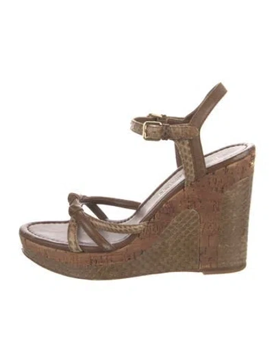 Pre-owned Louis Vuitton Snakeskin Animal Print Espadrilles In Brown