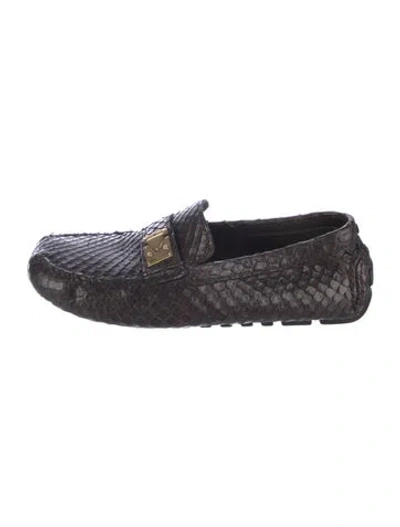 Pre-owned Louis Vuitton Snakeskin Loafers In Brown