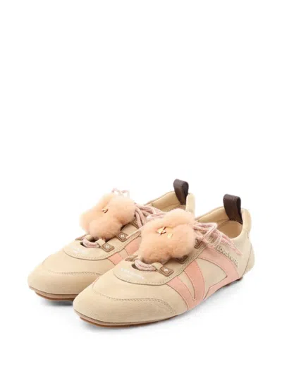 Pre-owned Louis Vuitton Sneakerina Suede Low-top Sneakers In Neutrals