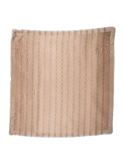Pre-owned Louis Vuitton So Shine Silk Shawl In Neutrals