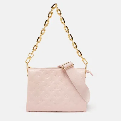Pre-owned Louis Vuitton Soft Rose Pink Monogram Embossed Leather Coussin Pm Bag