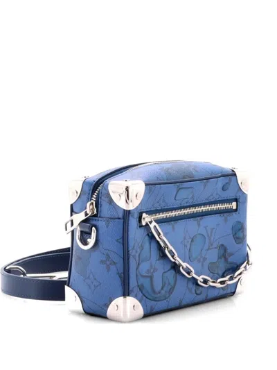 Pre-owned Louis Vuitton Soft Trunk Bag Limited Edition Aquagarden Monogram Canvas Mini Travel Bag In Blue