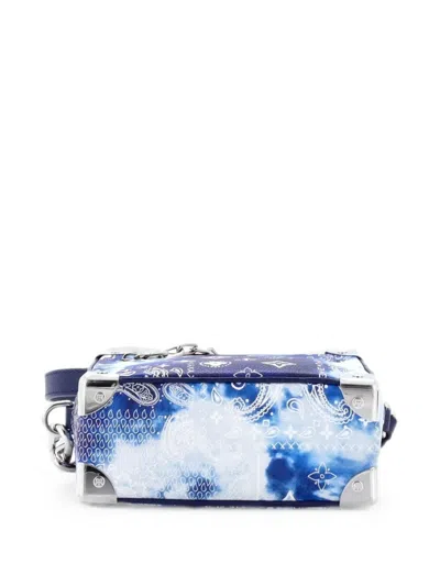 Pre-owned Louis Vuitton Soft Trunk Bag Limited Edition Monogram Bandana Leather Mini Shoulder Bag In Blue