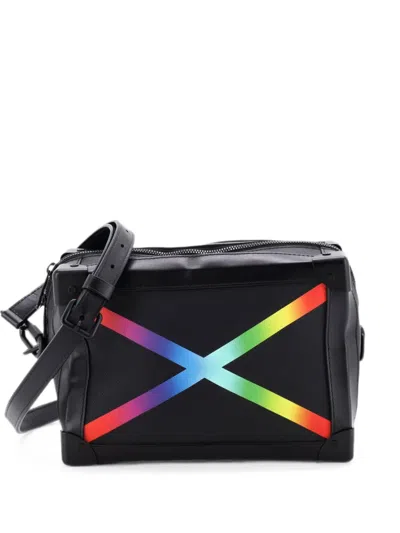 Pre-owned Louis Vuitton Soft Trunk Bag Rainbow Taiga Leather Crossbody Bag In Black