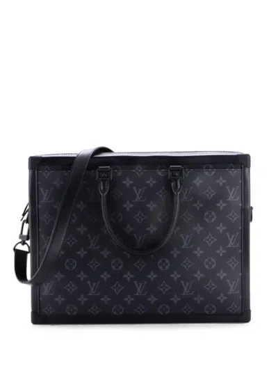 Pre-owned Louis Vuitton Soft Trunk Briefcase Monogram Eclipse Canvas Business Bag In Black