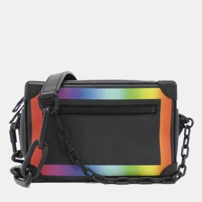 Pre-owned Louis Vuitton Soft Trunk Mini Rainbow Taiga Leather Shoulder Bag In Black