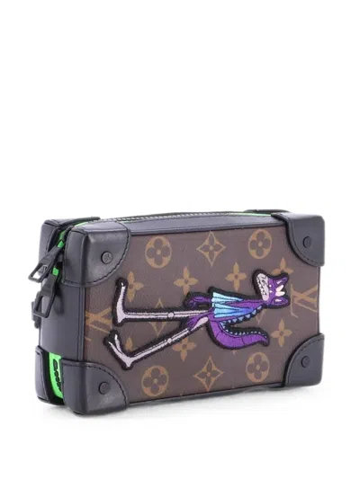 Pre-owned Louis Vuitton Soft Trunk Phone Box Monogram Canvas With Lv Friends Patch Crossbody Bag In Black
