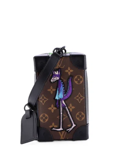 Pre-owned Louis Vuitton Soft Trunk Phone Box Monogram Canvas With Lv Friends Patch Crossbody Bag In Black