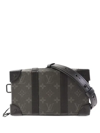 Pre-owned Louis Vuitton Soft Trunk Wallet Monogram Eclipse Crossbody Bag In Gray