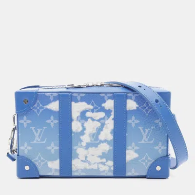 Pre-owned Louis Vuitton Soft Trunk Wallet Shoulder Bag Coated Canvas Leather Blue White