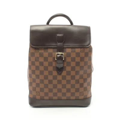 Pre-owned Louis Vuitton Soho Damier Ebene Backpack Rucksack Pvc Leather Brown