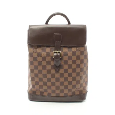 Pre-owned Louis Vuitton Soho Damier Ebene Backpack Rucksack Pvc Leather Brown