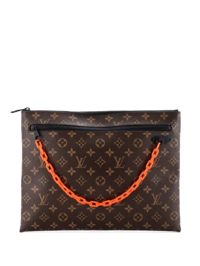 Pre-owned Louis Vuitton Solar Ray A4 Pouch Monogram Canvas Clutch Bag In Brown