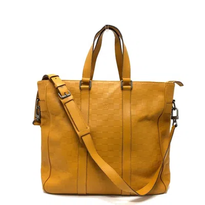 Pre-owned Louis Vuitton Solar Yellow Damier Infini Leather Tote Bag () In Solar, Yellow