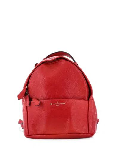 Pre-owned Louis Vuitton Sorbonne Monogram Empreinte Leather Backpack In Red