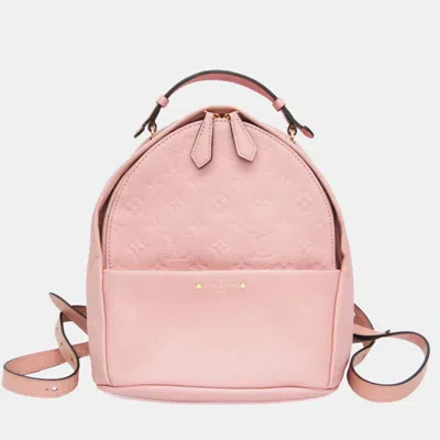 Pre-owned Louis Vuitton Sorbonne Rose Poudre Monogram Empreinte Leather Backpack Bag In Pink