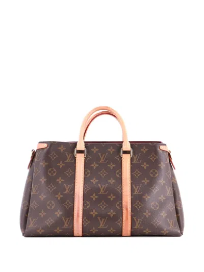 Pre-owned Louis Vuitton Soufflot Monogram Canvas With Leather Mm Tote Bag In Brown