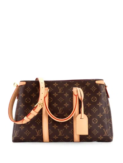 Pre-owned Louis Vuitton Soufflot Monogram Canvas With Leather Mm Tote Bag In Brown