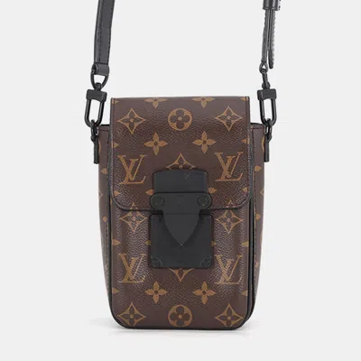 Pre-owned Louis Vuitton Spadlock Vertical Wearable Wallet Noir Monogram Macassar Canvas In Brown