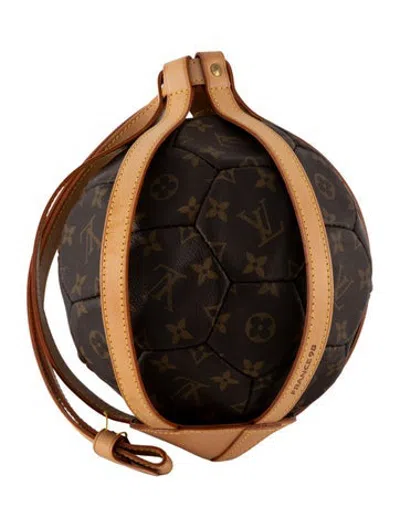 Pre-owned Louis Vuitton Special Edition World Cup 1998 Commemorative Soccer Ball & Carry Strap Set In Brown