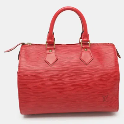 Pre-owned Louis Vuitton Speedy 25 Red Epi Leather Satchel