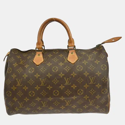 Pre-owned Louis Vuitton Speedy 35 Handbag Purse Monogram Canvas In Brown