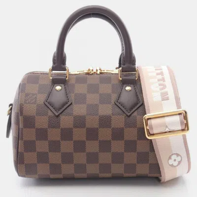 Pre-owned Louis Vuitton Speedy Bandouliere 20 Damier Ebene In Brown