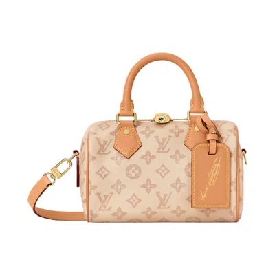 Pre-owned Louis Vuitton Speedy Bandouliere 20 'monogram Origine Lin Canvas' | Tan | Women's Size Onesize In Brown